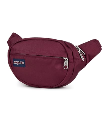 JanSport Fifth Avenue Fanny Pack Crossbody Bags for Women, Men - Stylish, Durable Waist Bag with Adjustable Belt, Main Zippered Pocket, Quick Stash Pocket - Travel Essentials - Black - color: Cherry Lacquer