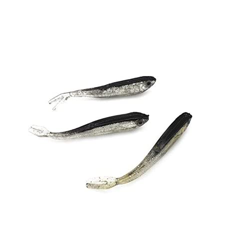 Cafurty 10Pcs Fishing Soft Plastic Lures, Minnow Crappie Lure Soft Fishing Lure Gray Lure Swim Bait Silver Carp Fish Tackle Artificial Bait Split Tail Set