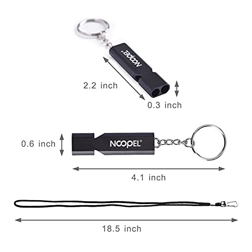 Noopel Emergency Whistles Lifeguard Safety Whistle with Lanyard and Keychain for Outdoor Camping Hiking Boating Backpacking Fishing Kayak Kids Rescue Signaling Loud Survival Whistle - color: 2 Pack Black
