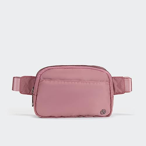 Pander Everywhere Belt Bag for Women, 5 Zipper Pockets Nylon Crossbody Fanny Pack Purse (Dune Pink) - color: Dune Pink