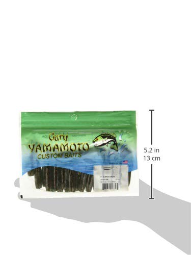 Yamamoto 5" Single Tail Grub Soft Plastic Fishing Angling Swimbait Lures with Tail-Curling Action - 20 Pack - color: WATERMELON W/ BLACK & RED FLAKE (20 PACK), size: 5" SUPER GRUB (Pack of 6)