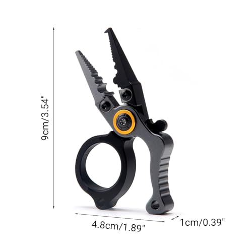 MiOYOOW Mini Fishing Pliers, Aluminum Alloy Fish Scissors Corrosion Resistant Hook Remover Tool for Saltwater Freshwater - color: Dark Grey