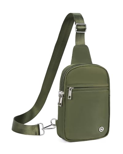 CHOLISS Small Sling Bag for Women and Men, Crossbody Bags Trendy Fanny Packs Chest Bag with Extended Strap - color: C03 Green - Upgrade