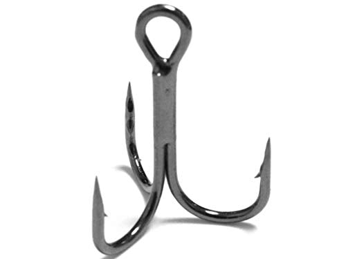 Fishing Hooks Treble Hooks for Hook Upgrade Cutting Blade 4X Strong Short Shank Black Nickle - size: 1/0