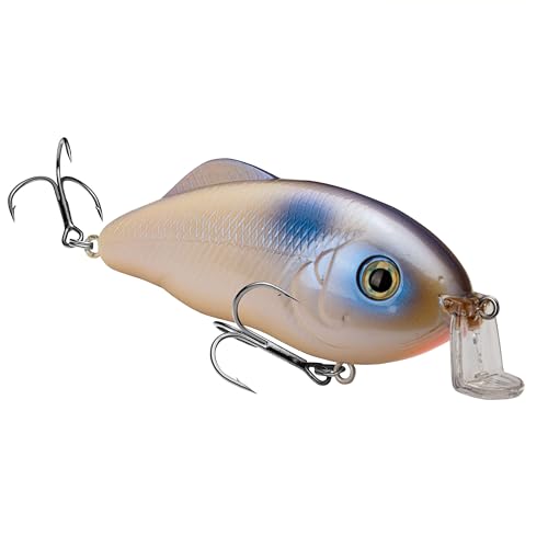 Strike King Hybrid Hunter Shallow Jr. Fishing Lure, Shallow Diving Crankbait, 90-Degree Bill, 3D Eyes, Loud Rattle, Dives 1 to 3-Feet,Size 4 & 6 Treble Hooks - color: Oyster, size: 1 oz