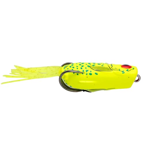 Strike King (BPOP-243) Bitsy Poppin’ Perch Fishing Lure, Hollow Body Topwater Bait, 1/4-Ounce, Cupped Nose, Exaggerated Tail, Sealed Body, Realistic Action, Size 3/0 Hooks, Chartreuse Gill
