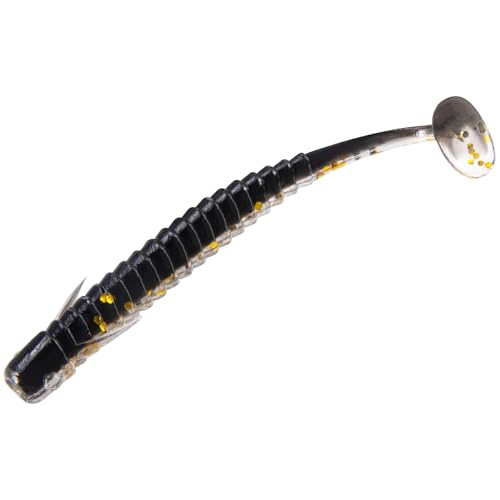 Dr.Fish 10 Pack Paddle Tail Swimbait 3'' Soft Plastic Fishing Lure Bass Fishing Freshwater Minnow Shad Bait Crappie Panfish Blugill - color: Black-gold_3''