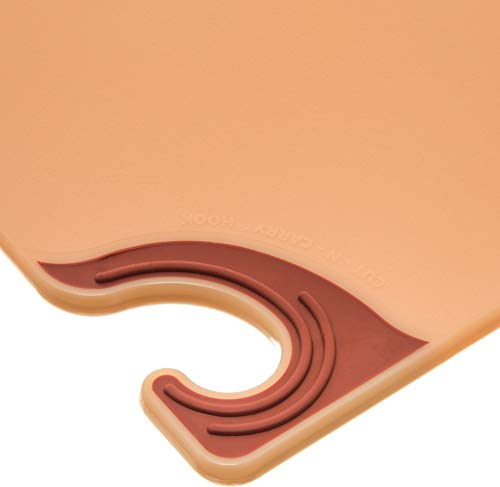 San Jamar Saf-T-Grip Plastic Cutting Board with Safety Hook, 9" x 12" x 0.375", Brown - color: Brown
