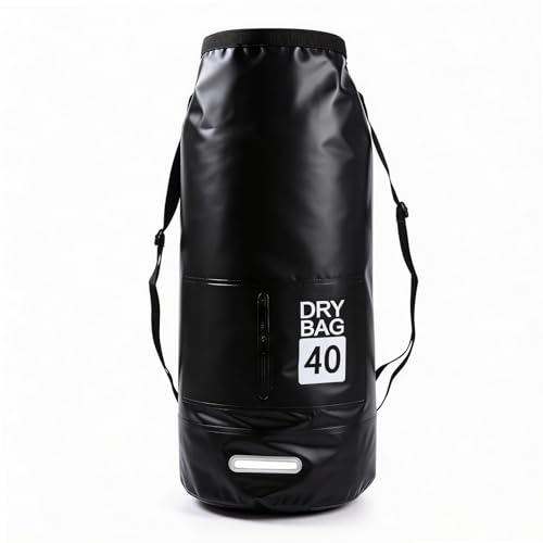 40L Waterproof Dry Bag - Floating Heavy Duty PVC Dry Sack - for Boating, Fishing & Beach - Backpack Style Waterproof Bag for Men & Women - color: Black, size: 40L