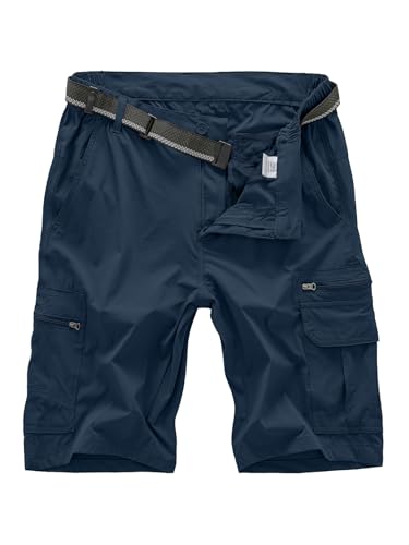 Jessie Kidden Mens Outdoor Casual Expandable Waist Lightweight Water Resistant Quick Dry Fishing Hiking Shorts - color: Navy, size: 36