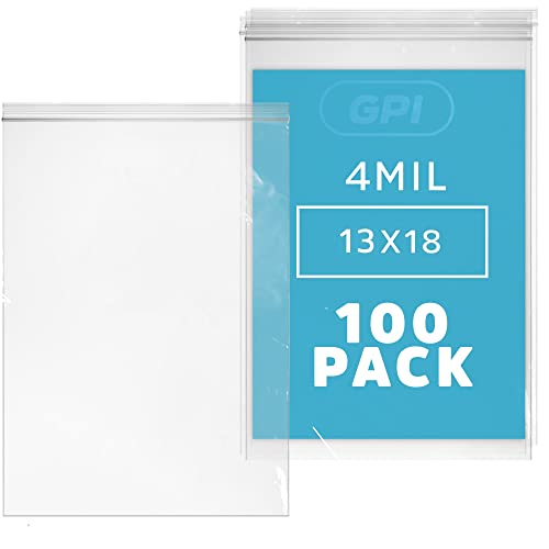 13" x 18" Heavy-duty 2.5 Gallon Zip Bags - 200 Count - Clear Plastic Reclosable Zipper Baggies, 4 Mil Freezer Storage Poly Bags, for Packaging Food, Clothing, Tools & Sharp Objects. - size: 13" x 18"