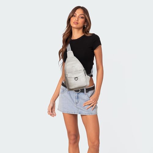 LATMAP 7L Sling Bag for Women Men Crossbody Belt Bag Small Travel Sling Backpack Anti Theft Chest Daypack Purse Faux Leather - color: Greyish
