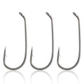 Dr.Fish 100 Pack Dry Fly Hooks Black Nickel High Carbon Steel Fly Tying Material Accessories Trout Salmon Fishing Hooks Freshwater Saltwater Fishing Barbed-Gold - color: Dry Fly Hooks-Black Nickel, size: #12