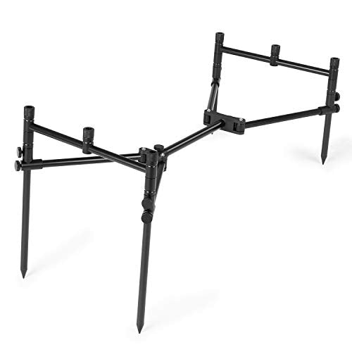 Karlak Detachable Fishing Rod Stand Buzz Bar Pole Rest Head Folding Retractable Fishing Rod Holder with Carry Bag