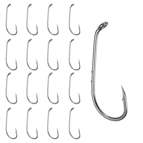 Bait Holder Fishing Hook, High Carbon Steel Long Shank Double Barbed Fishing Hooks Closed Eye, Offset, 5/0# & Black & 70Pcs - Fitting for(Saltwater/Freshwater Rigs)