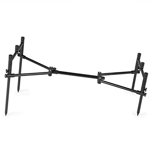 Karlak Detachable Fishing Rod Stand Buzz Bar Pole Rest Head Folding Retractable Fishing Rod Holder with Carry Bag