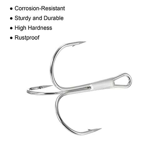 PATIKIL Treble Fish Hooks, Carbon Steel Sharp Round Bend Hook Triple Barbed Hook for Freshwater Saltwater - color: White, size: 44mm/1.73"