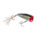 Rebel Pop-R Feathered Topwater Popper Fishing Lure - color: Silver Black