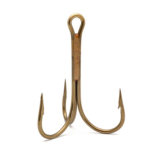 Mustad 3551 Classic Treble Standard Strength Fishing Hooks | Tackle for Fishing Equipment | Comes in Bronz, Nickle, Gold, Blonde Red - color: Bronze, size: 8/0