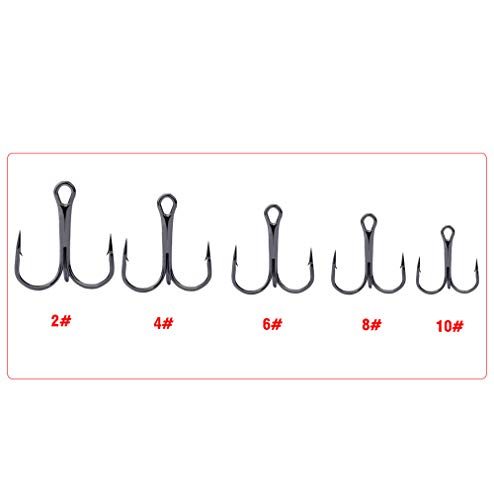Dyxssm 100pcs/lot Treble Hooks Triple Fishing Hooks for Freshwater and Saltwater - color: Black, size: 2# 100pcs