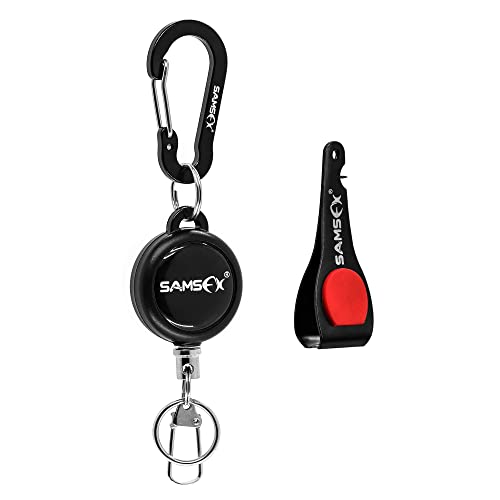 SAMSFX Fly Fishing Tippet Line Cutter Fishing Nippers Mulit-Tool with Zinger Retractors - color: Carabiner & Retractors, 24" Nylon Cord