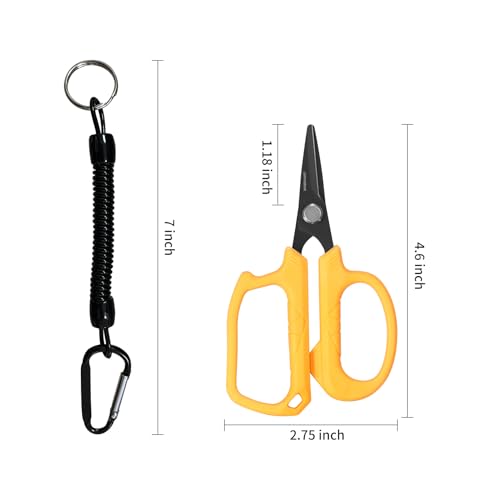 JARVISTAR 4.65" Fishing Scissors - Heavy Duty Line Cutter with Spring Clip Keychain, Dual Serrated Stainless Blades - Cuts Braided, Mono & Fluorocarbon Lines for Saltwater & Freshwater Orange - color: Orange