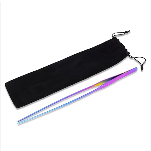 Mandala Crafts Rainbow Straight Aquarium Tweezers for Fish Tanks | 15 Inch Forceps, Rust Resistant Stainless Steel, Trimming Aquatic Plants, Bowls, Terrariums, Freshwater & Saltwater Aquascape - color: Rainbow Straight Tweezers, size: 15 Inches