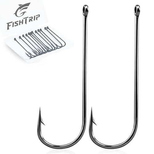 FishTrip 100 Pack Aberdeen Fishing Hooks Freshwater, Long Shank Light Wire Worm Hooks - Live Bait Hooks for Sunfish Bass Trout Crappie Bream Panfish Bluegill Size 16#-6/0 - size: 1#_100pcs