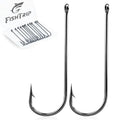 FishTrip 100 Pack Aberdeen Fishing Hooks Freshwater, Long Shank Light Wire Worm Hooks - Live Bait Hooks for Sunfish Bass Trout Crappie Bream Panfish Bluegill Size 16#-6/0 - size: 1/0_100pcs