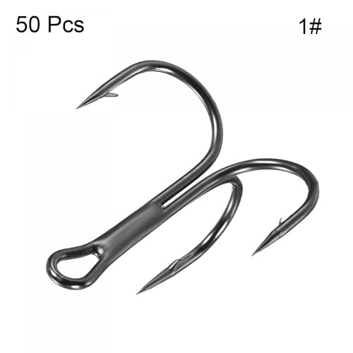PATIKIL Treble Fish Hooks, Carbon Steel Sharp Round Bend Hook Triple Barbed Hook for Freshwater Saltwater - color: Black, size: 30mm/1.18"
