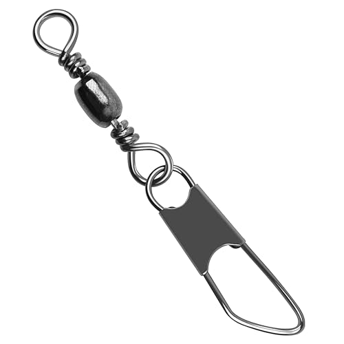 Fishing Barrel Swivels Snaps, 100pcs Snap Swivels Fishing Tackle Leader Line Lure Connector Accessories High Strength Solid Rings for Saltwater Freshwater, Black/Gold - color: BLACK, size: #1-100pcs