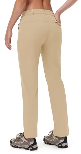 Rdruko Women's Hiking Pants Lightweight Quick Dry Water Resistant Outdoor Travel Fishing Pants with Pockets - color: 02 Light Khaki, size: XX-Large