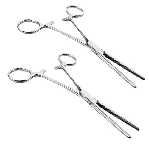 ADROIT (2 Pack) 5.5" Straight Tip Stainless Steel Hemostat Forceps | Precision Teeth Grip | Versatile Use for First Aid, Crafting, & Electronics - size: 5.5", style: Straight