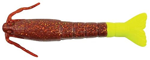 Berkley Gulp! Shrimp Saltwater Fishing Soft Bait - color: Root Beer Gold/Chartreuse, size: 3"