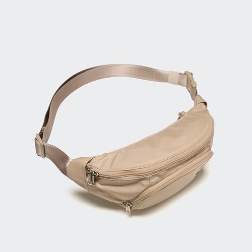 Pander Everywhere Belt Bag Crossbody Fanny Pack with Mesh Pockets and Adjustable Strap, 4L / Raw Linen - color: Raw Linen, size: 4L (114cm Strap)