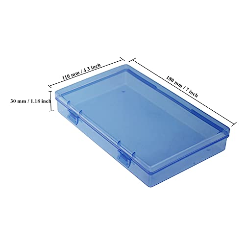 Goodma Rectangular Plastic Storage Boxes, Blue, 7.1 x 4.3 x 1.2 inch | 4 Pieces, Hinged Lids, Empty Organizer Containers, For Small Items and Craft Projects - color: Blue, size: 7.1 x 4.3 x 1.2 in