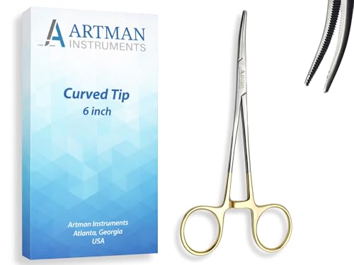 ARTMAN INSTRUMENTS Artery Forceps 6" Curved | Hemostats for Nurses, Surgical, Medical, Fishing, Hobby, and Craft Use | Gold-Plated Handle | Precision Locking Clamp Tool