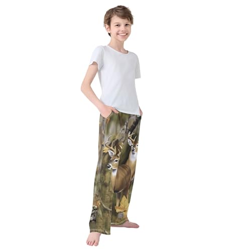 Pajama Pants Long Sleep Pant Elastic Waist Pajama Bottoms with Pockets - color: Color16, size: 13-14 Years