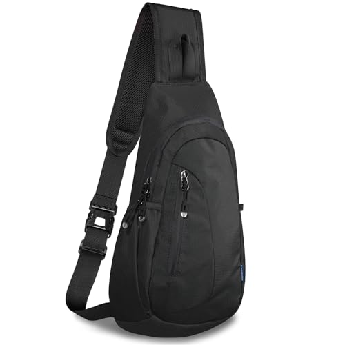 TITECOUGO Small Sling Bag, Lightweight Crossbody Backpack for Men Women, Shoulder Bag for Sports and Outdoor - color: Black/Black