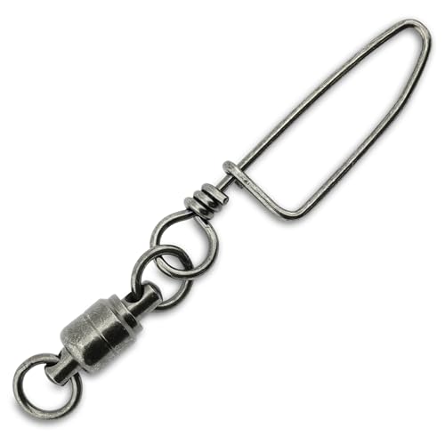 AFW Solid Brass Ball Bearing Snap Swivels with Welded Rings - Black Finish, Up to 450 lb Test Capacity, Patented Bullet Shaped Head for Reduced Water Resistance, Fluid Rotation - size: 50 pc, #10, 450 lb test