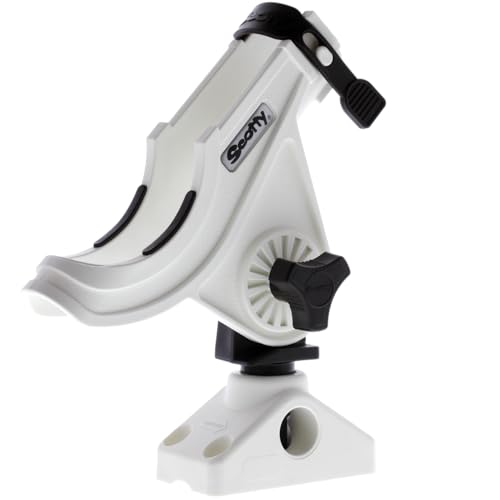 Scotty 0280-WH Baitcaster/Spinning Rod Holder, with# 241 Side Deck Mount, White