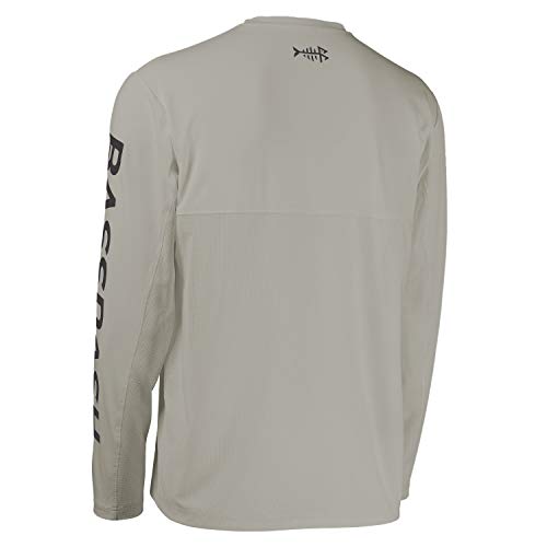 BASSDASH Fishing T Shirts for Men UV Sun Protection UPF 50+ Long Sleeve Tee T-Shirt - color: Ash Grey/Dark Grey Logo, size: 5X-Large