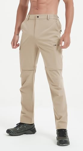 Men's Convertible Hiking Pants Zip Off Quick Dry Lightweight Safari Travel Camping Fishing Cargo Outdoor Pants - color: Light Khaki, size: 40