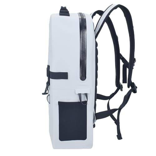 Breakwater Supply™ Fogland Waterproof IP68 Submersible Backpack | Laptop Sleeve & Airtight Zippers for Outdoors, Travel, Boating, Kayaking, Surfing, Floating Dry Bag, Unisex, TPU (Fog White, 25L) - color: Fog White, size: 25L
