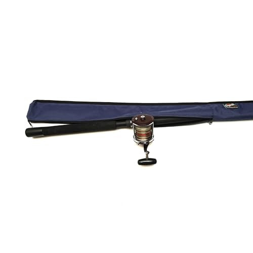 Full-Enclosure Fishing Rod Sleeve Bag Cover Sock Protector. Fits Conventional & Spinning Rods. Made in USA - color: Navy Blue, size: 5' 6" feet (66 inches long), style: 8 inches in circumference