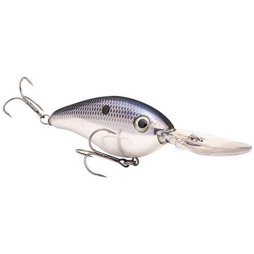 Strike King Pro Model 6XD Fishing Lure, Deep Diving Crankbait, Unique Curved Bill, Free-Floating Rattle Chambers, 1-Ounce, Dives to 19-Feet, Size 1 Treble Hooks - color: Smokey Chrome / Blue, size: 1 oz