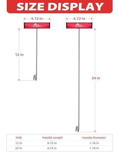 BLUEWING Fishing Hook Remover 12in/24in Stainless Steel Fish Dehooker Saltwater Push and Pull Dehooking Tool, Twist Resistance Design 1pc - color: Red, size: 24", style: Dual Curve Design