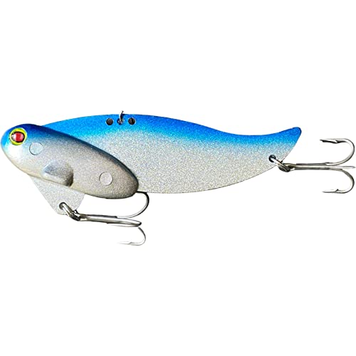 3 1/2oz - Blitz Blade - Blade Bait (5 inch) Fresh Water Saltwater Lake Trout Redfish Musky - color: Silver Blue