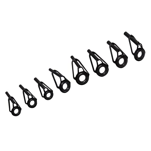 8pcs Fishing Rod Tip Repair Kit Rod Top Tips Replacement Fishing Rod Tips Stainless Steel Ceramic Ring Guide Tips - color: Black Large Fishing Rod Tips