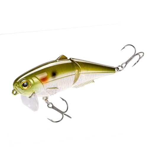 Strike King (HCWS2-864) Wake Shad Fishing Lure, Single Jointed Swimming Topwater Wakebait, 1-Ounce, Size 2 Treble Hooks, Ghost Herring